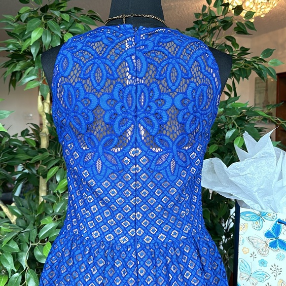 BCBG MaxAzria Blue Lace Jillyan Cocktail Dress Fits like a Size 4 or XS - Small - Picture 7 of 12